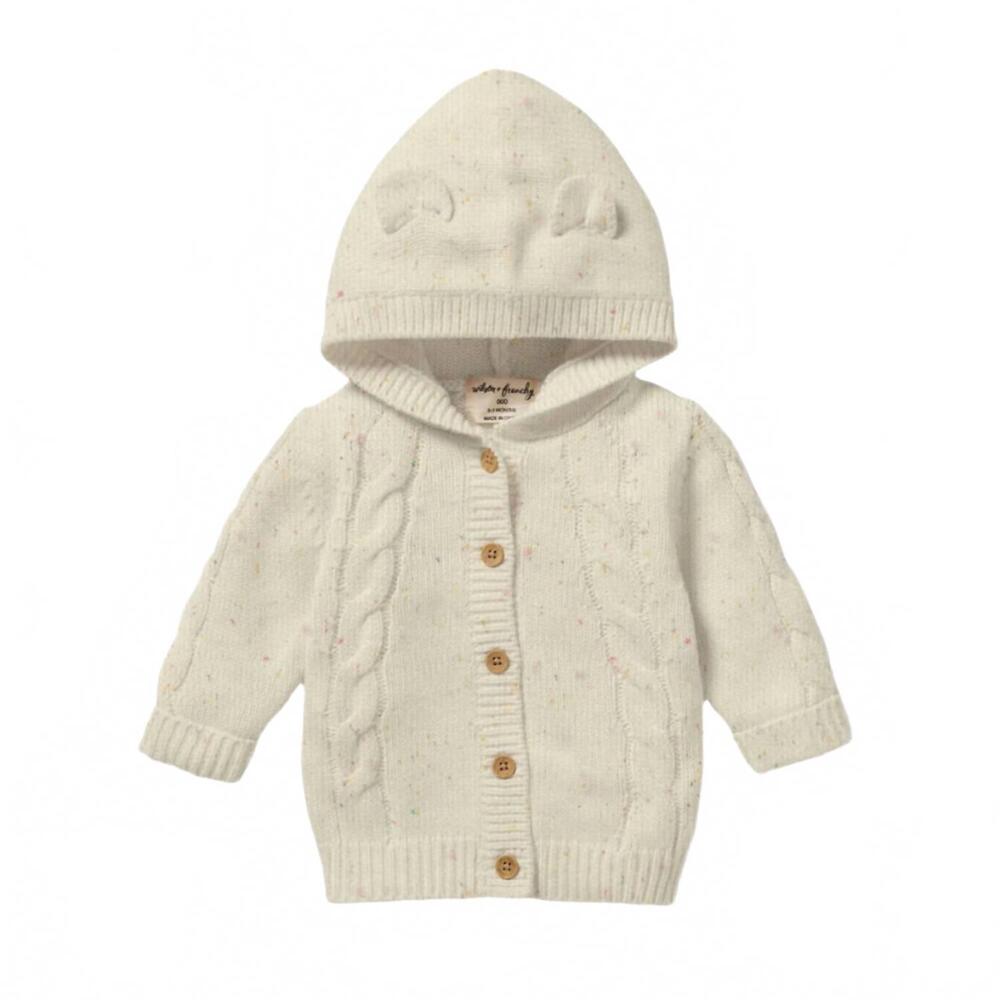 NEW WILSON + FRENCHY kid's speckle knit cable sweater in cream